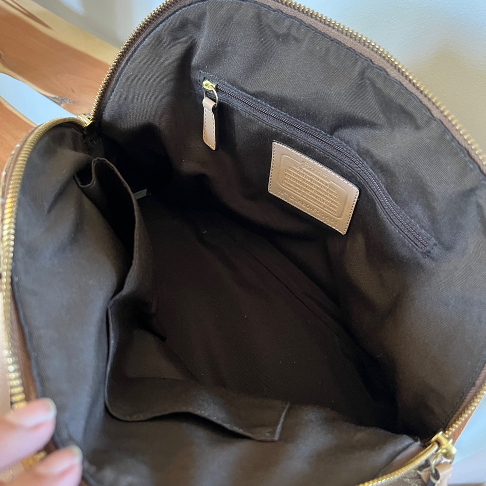 Coach Brown and Tan Signature Perforated Peyton Satchel with Gold Accents F31401 - Picture 4 of 8